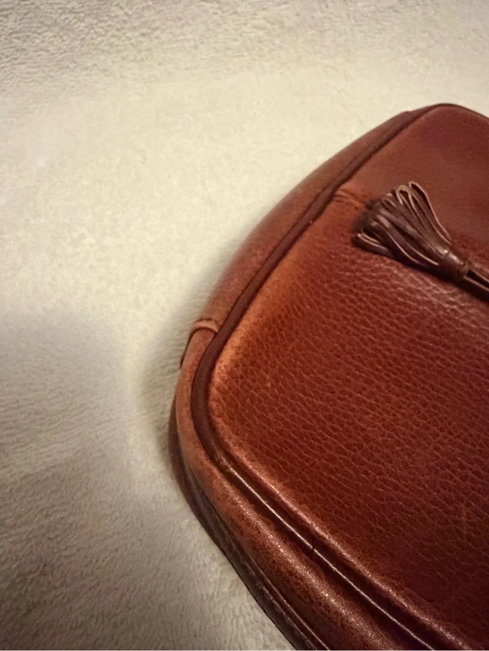 Cartier Brown Leather Messenger Crossbody with Tassel